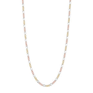 14k Gold Tri Colored Diamond Cut Figaro Chain 