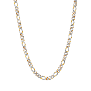 14k yellow gold 6.5mm pave figaro hollow chain up close view