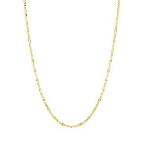 14k yellow gold 1.2mm fancy link chain hanging view