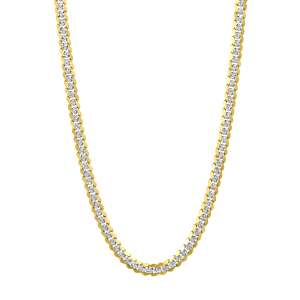14K Yellow Gold 6mm 24-Inch Pave Tight Link Curb Chain