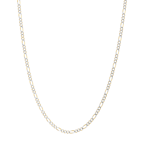 14k yellow gold 2.5mm pave figaro chain hanging view