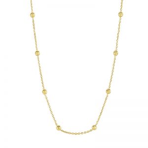 14k Yellow Gold Diamond Cut Beaded Necklace
