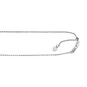 Sterling Silver 1mm 22 Inch Adjustable Diamond Cut Rope Chain