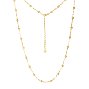 14k yellow gold diamond cut bead adjustable chain hanging view