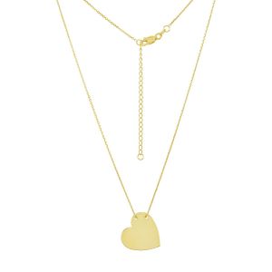 14k Yellow Gold Heart Plate Necklace