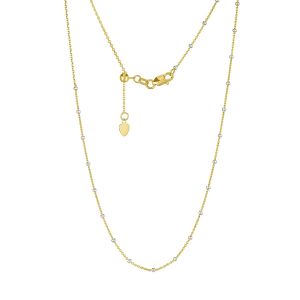 14k Gold Two-Tone Beaded Choker Necklace