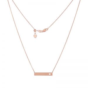 14k Rose Gold Heart Cutout Bar Necklace