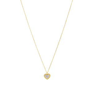 14K Yellow Gold Heart Pearl Necklace