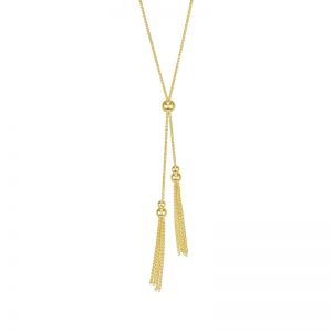 14k Yellow Gold Adjustable Tassel Necklace 