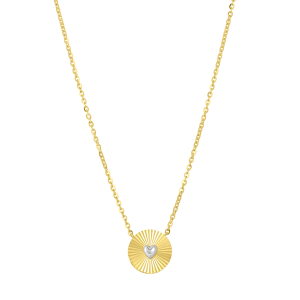 14K Two Tone Gold Heart Pendant Necklace