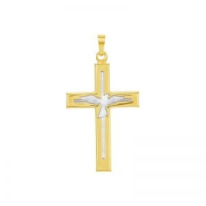 14k Gold Two-Tone Holy Spirit Cross
