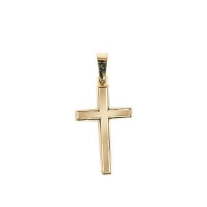 14k yellow gold simple cross pendant front view