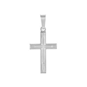 14k white gold simple stacked cross pendant front view