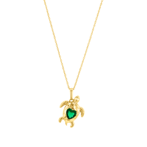 14K Yellow Gold Turtle Pendant Necklace