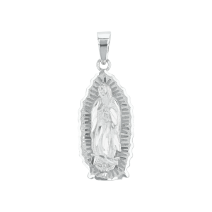 14k White Gold Lady of Guadalupe Medal