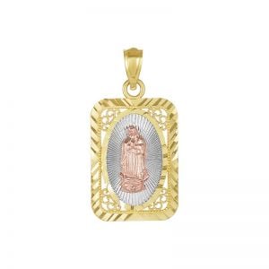 14k Gold Tri-Color Lace Our Lady of Guadalupe Medal