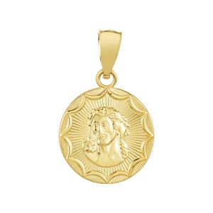 14k yellow gold christ reversible medal
