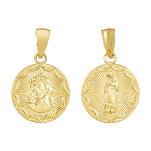 14k yellow gold christ reversible medal
