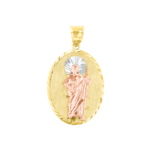 14K Tri Tone Gold St. Jude Oval Medal