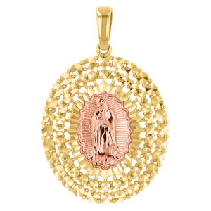 14k Gold Two Tone Lady of Guadalupe Medal 