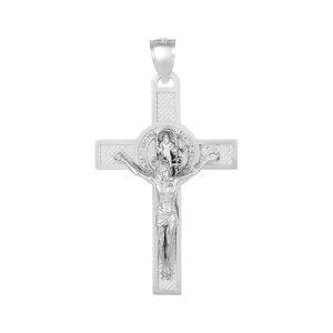 14K White Gold San Benito Crucifix