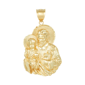 14K Yellow Gold St. Joseph and Jesus Pendant