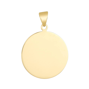 14K Yellow Gold Round Engravable Plate Pendant