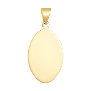 14K Yellow Gold Oval Engravable Plate Pendant