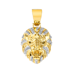 14k Yellow Gold Diamond Lion Pendant 