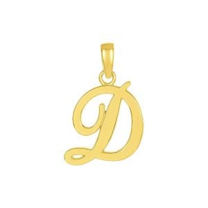 14k Yellow Gold High Polish Letter “D” Pendant   