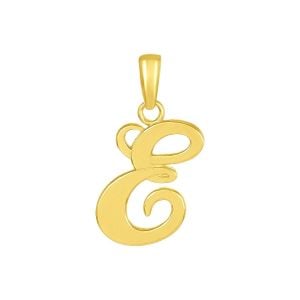 14k Yellow Gold High Polish Letter “E” Pendant   