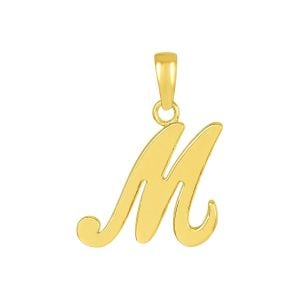 14k Yellow Gold High Polish Letter “M” Pendant   