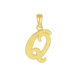14k yellow gold high polish letter “q” pendant front view