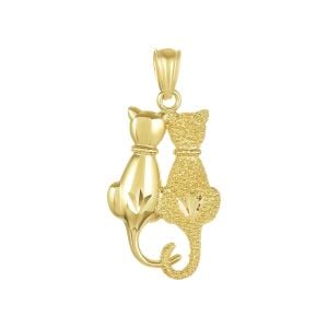 14k yellow gold cat charm front view