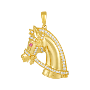 14K Yellow Gold 29mm Horse Pendant