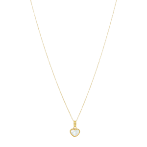 14K YELLOW GOLD HEART MOTHER OF PEARL BABY PENDANT NECKLACE