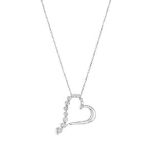 14k white gold journey heart necklace pendant close up