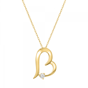 14k yellow gold heart necklace pendant close up