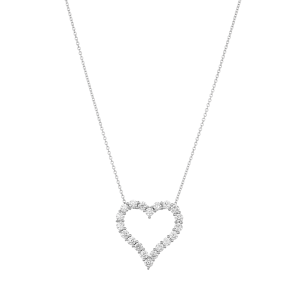 14K White Gold Heart Lab Grown Diamond Necklace