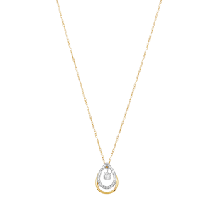 14K Two Tone Gold Pear Swinging Diamond Necklace