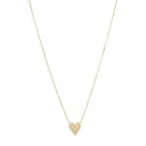 14k yellow gold elongated heart diamond pendant necklace