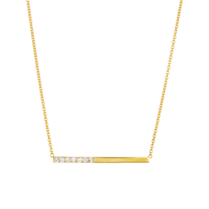 10K Yellow Gold Thin Bar Diamond Necklace