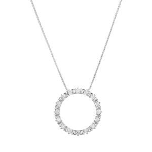 14k White Gold Diamond Circle Pendant  