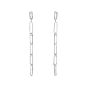 Silver Cubic Zirconia Open Link Earrings 