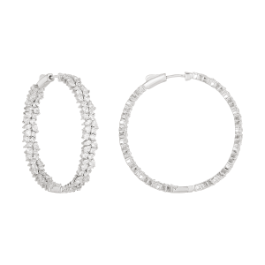 Silver Cubic Zirconia Fashion Hoop Earrings