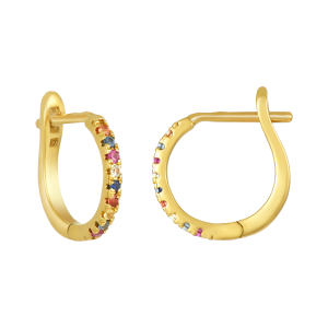 18K Yellow Gold 12mm Multi Sapphires Hoops