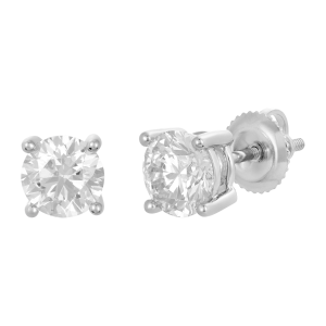 14K White Gold Round Lab Grown Diamond Stud Earring