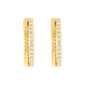 14k Yellow Gold Cable Twist Diamond Earrings
