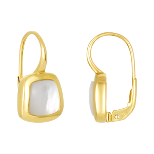14K Yellow Gold Opal Bezel Drop Earrings