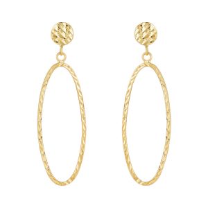 14k Yellow Gold Heart Cubic Zirconia Dangle Earrings